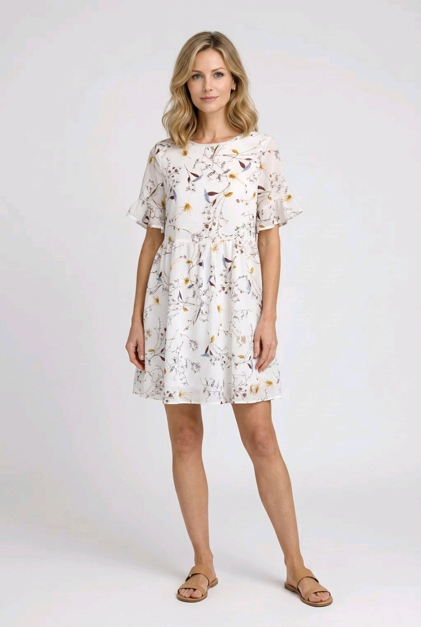 Woman wearing a bird dress 