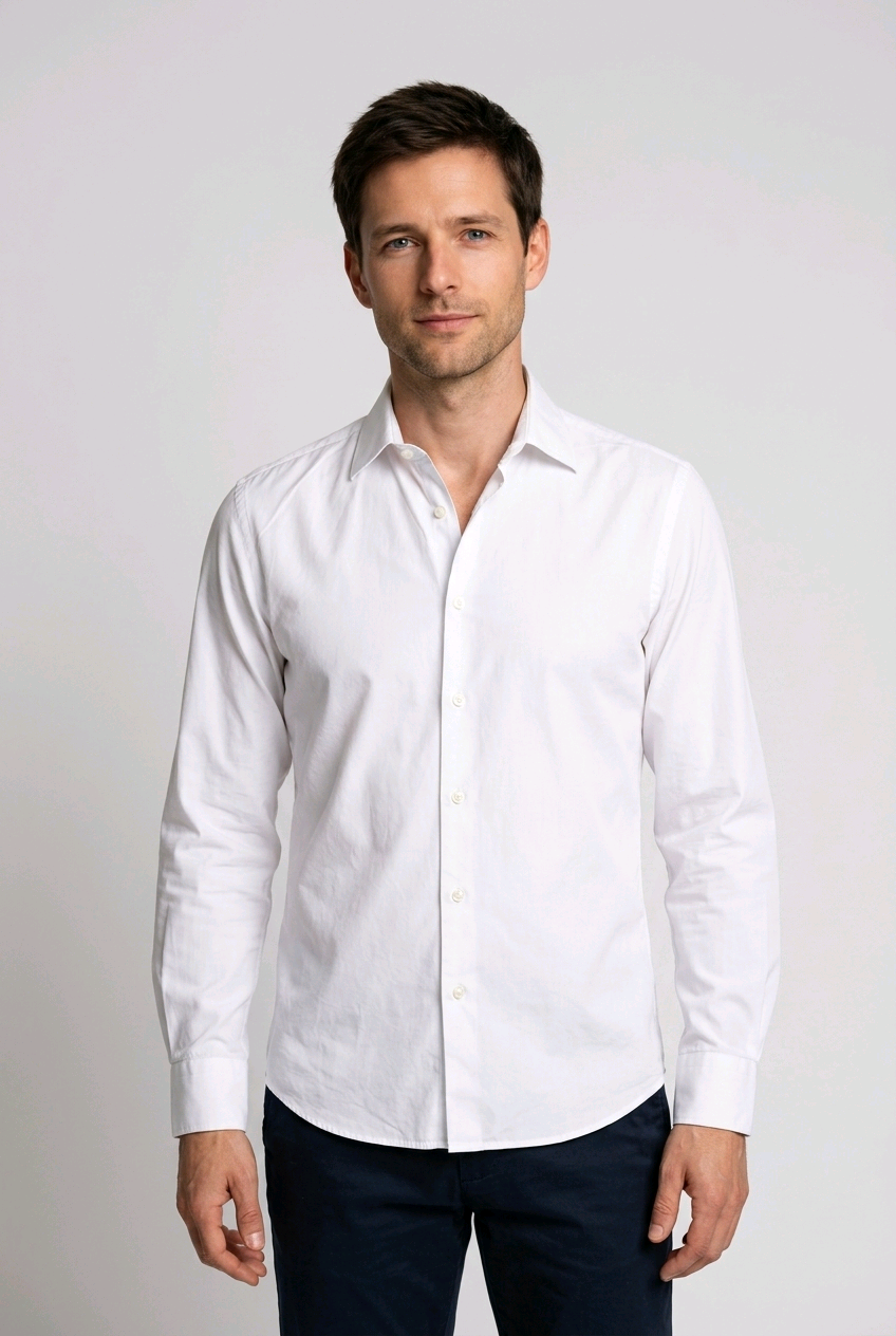 Man wearing a white dress shirt
