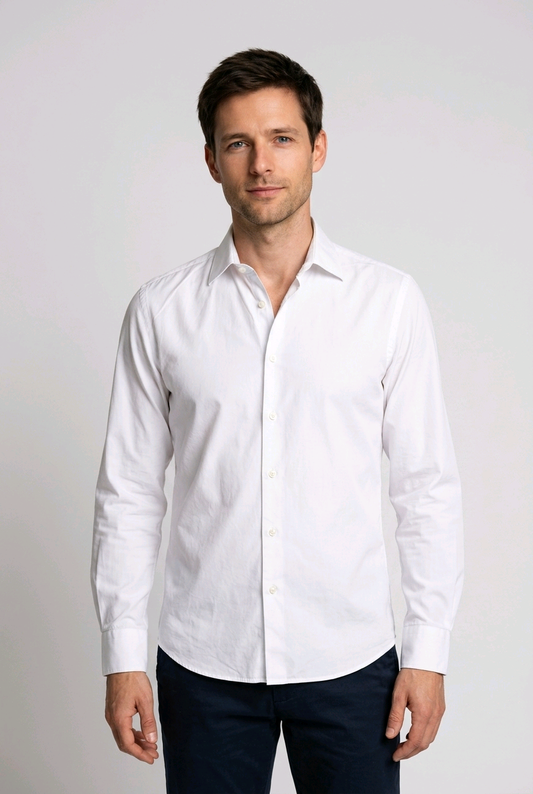 Man wearing a white dress shirt