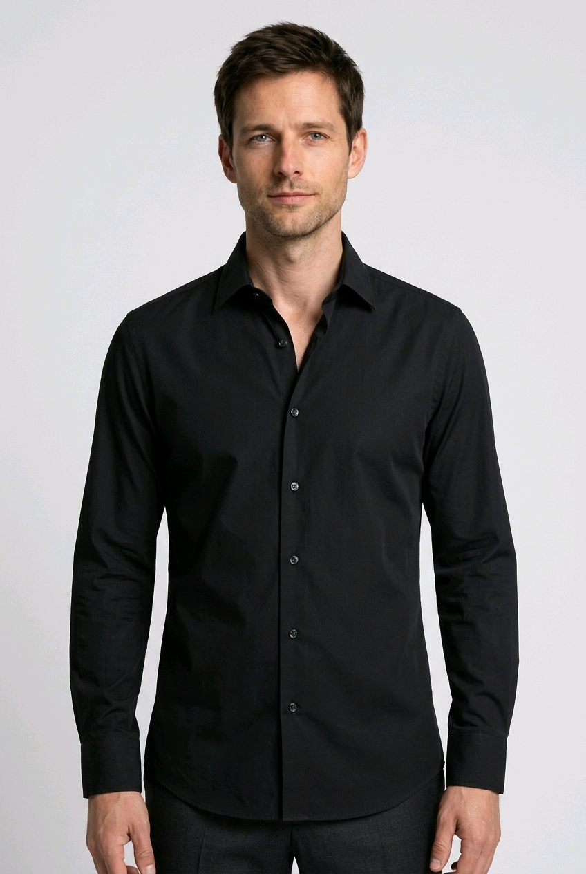 Man wearing a black formal shirt 