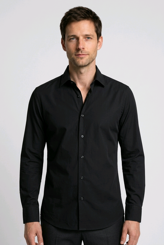 Man wearing a black formal shirt 
