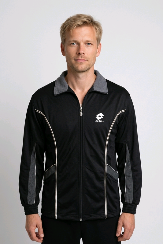 Man wearing a black jacket with gray accents 