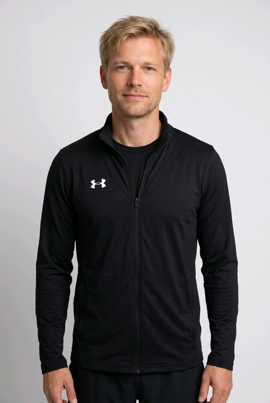 Man wearing Under Armour black jacket 