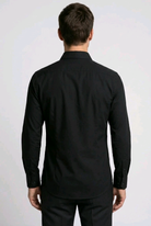 Black long sleeve shirt back view