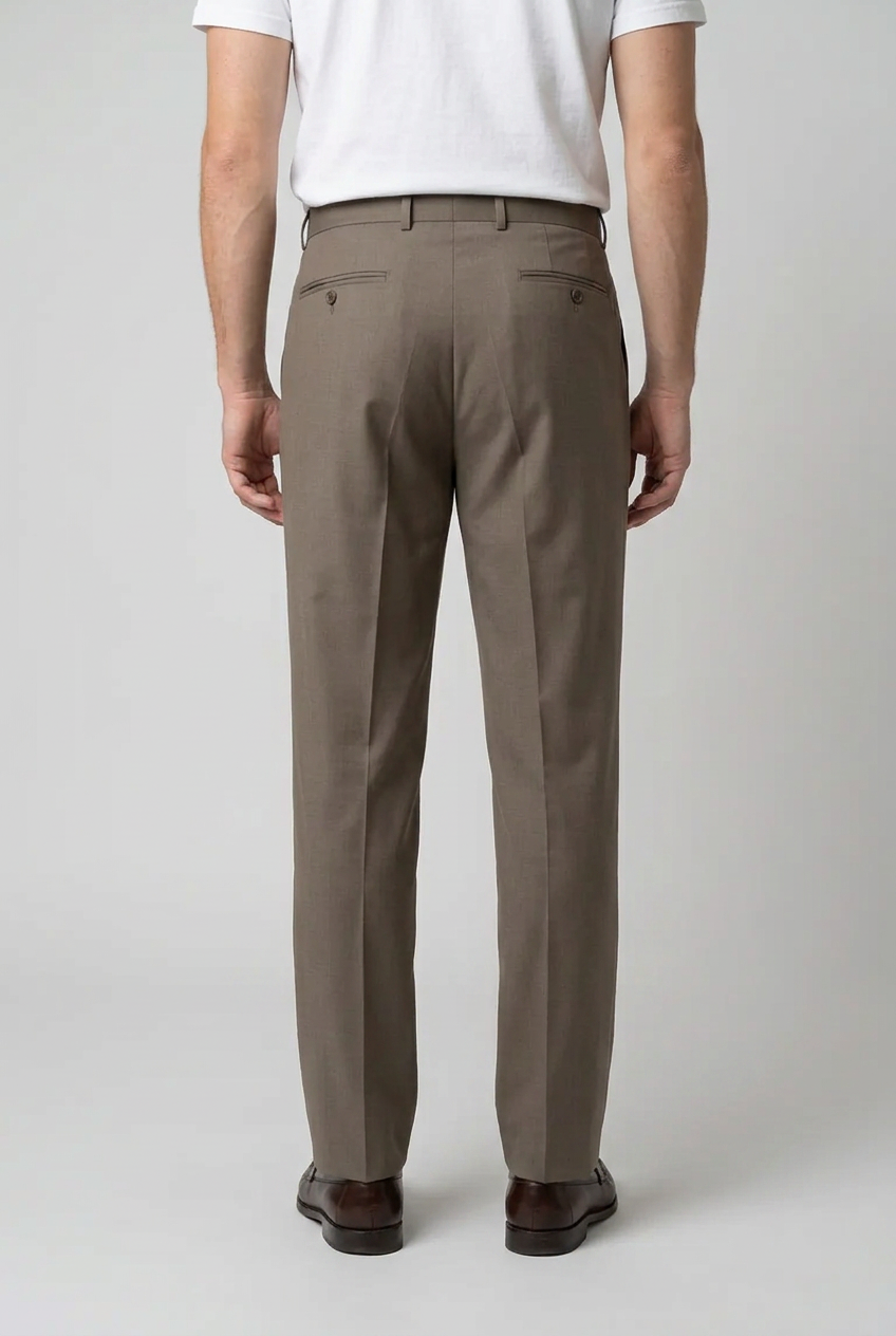 Man wearing beige trousers back view