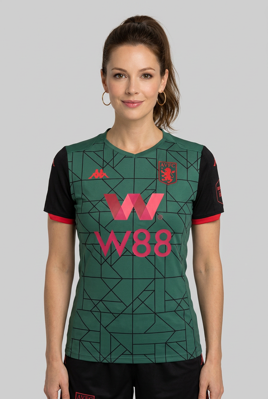 Woman wearing a Aston Villa football shirt