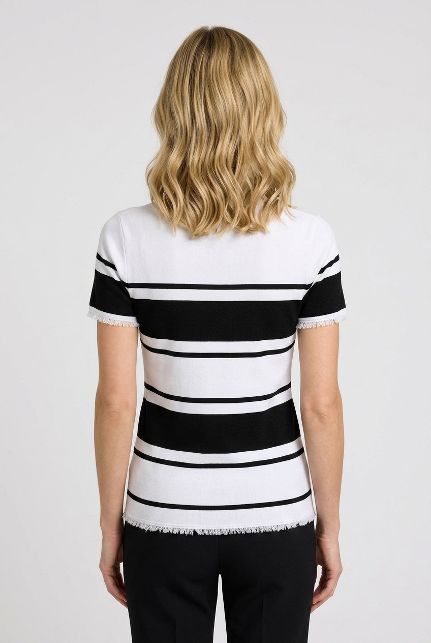 Black & White Striped Knit Top Size -Medium