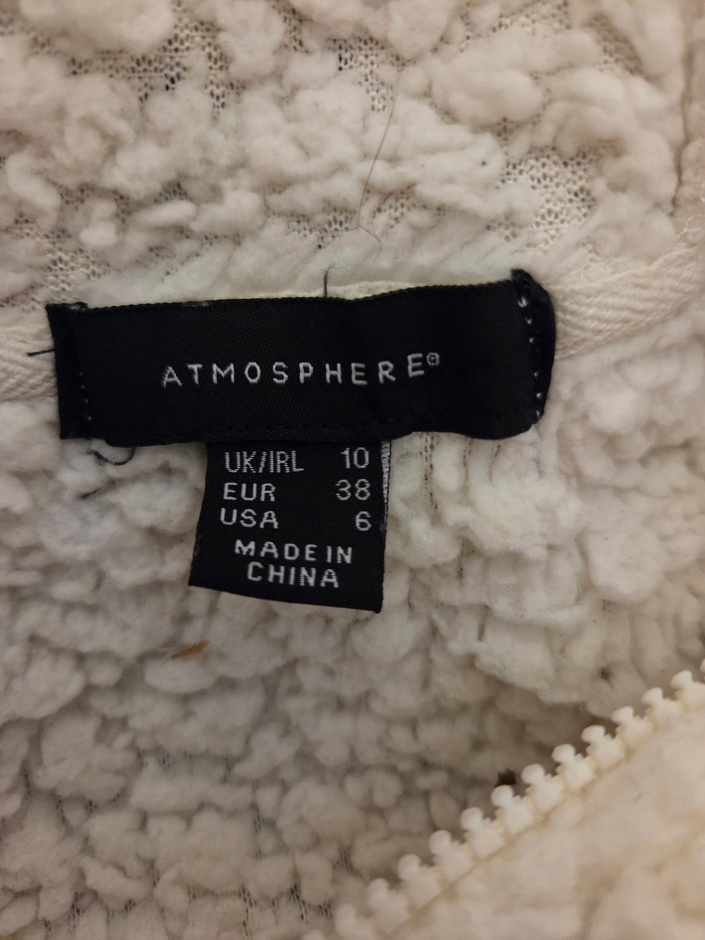 Atmosphere Cream Teddy Fleece Zip Hoodie –Size- UK-10