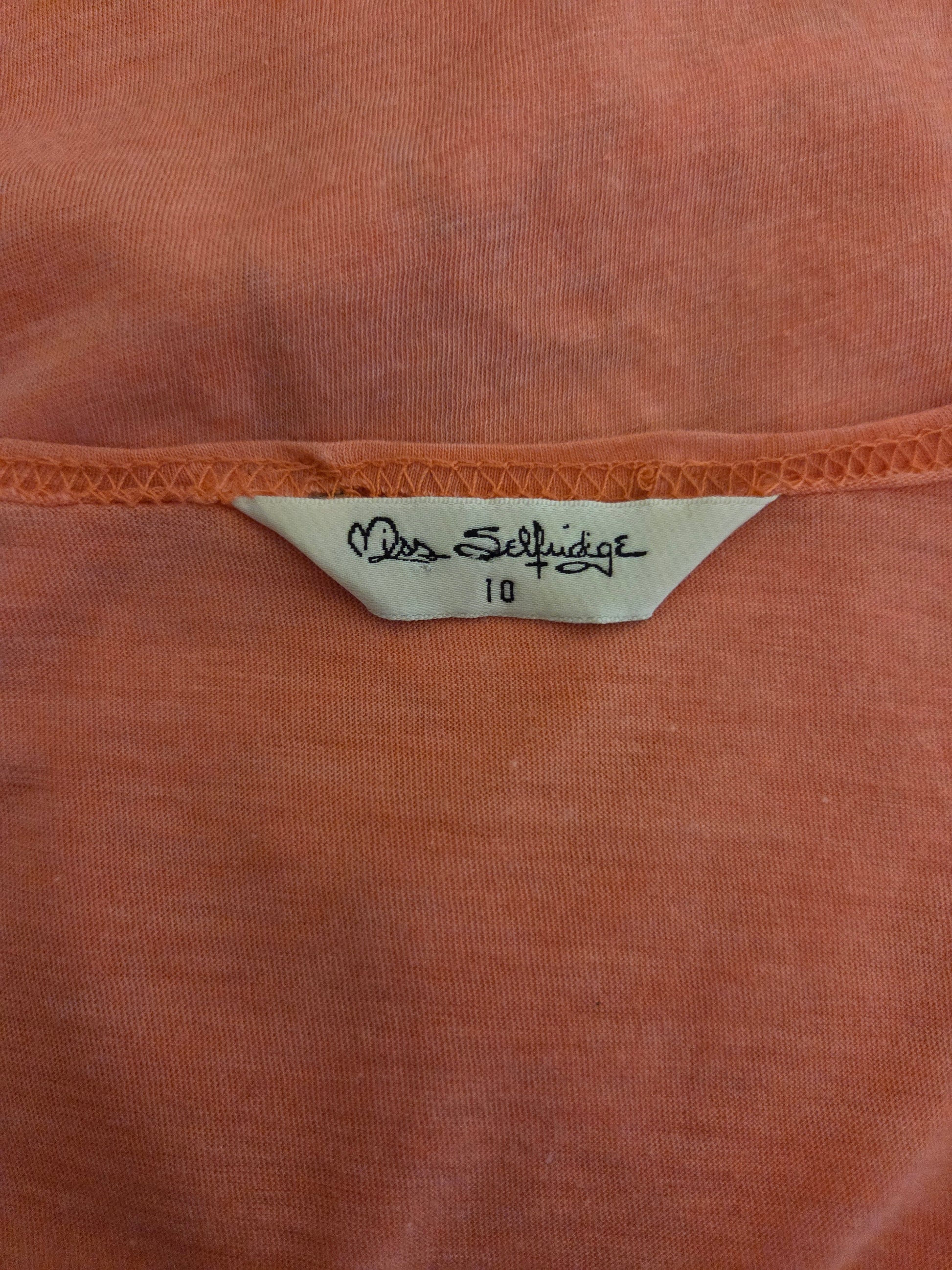 Close-up of a miss selfridge size label