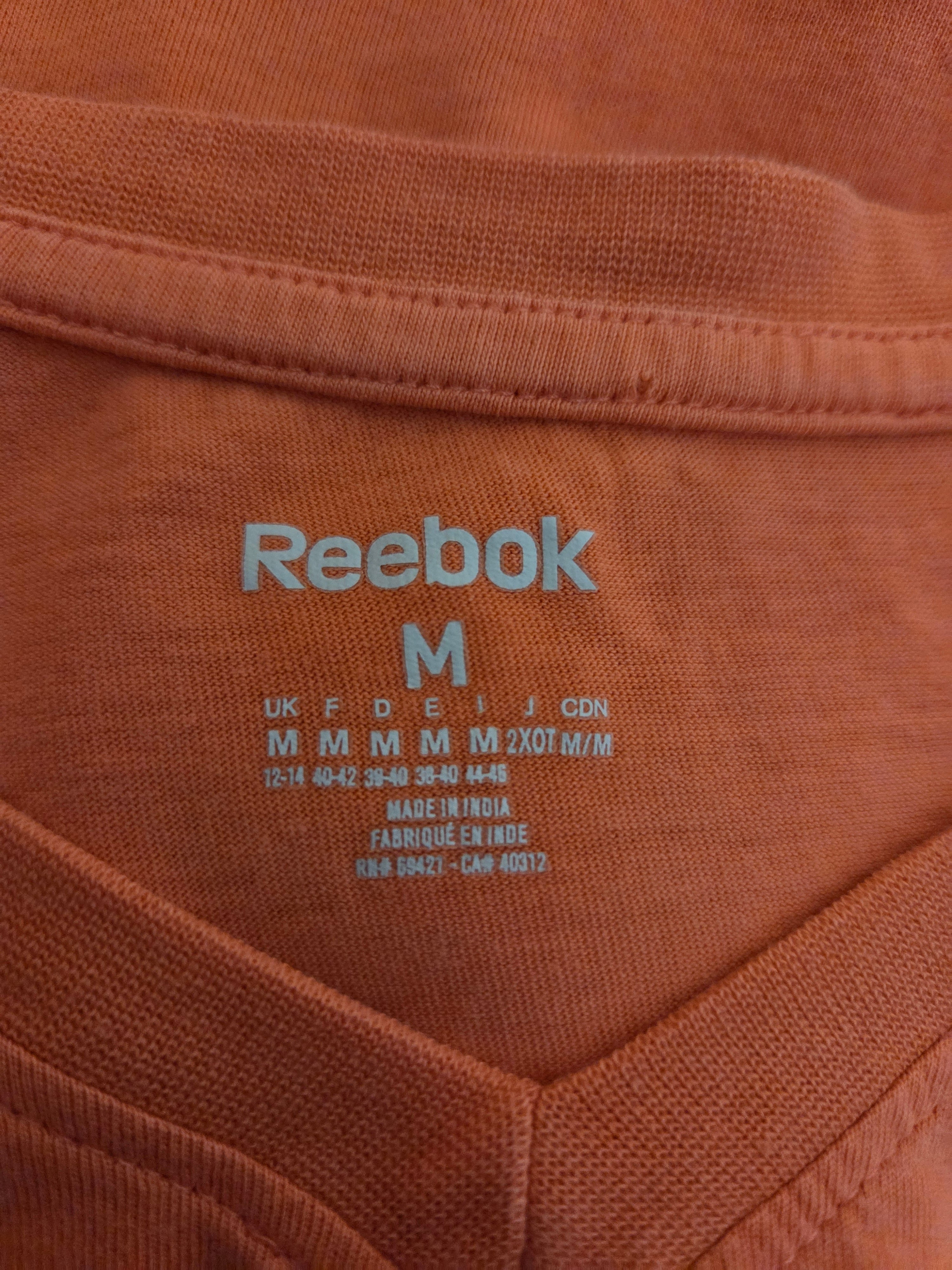 Reebok Graphic V-Neck T-Shirt – Orange – Size- UK-Medium