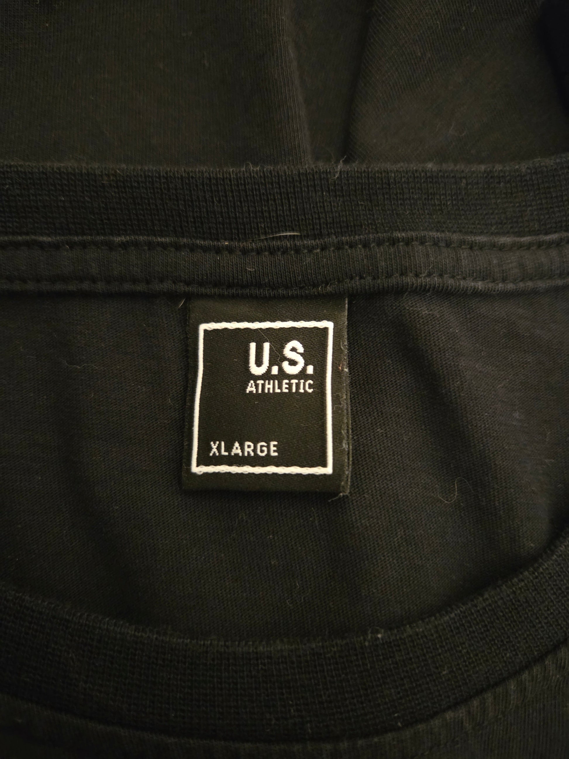 U.S. Athletic black t-shirt UK XLarge pre-loved clothing size label