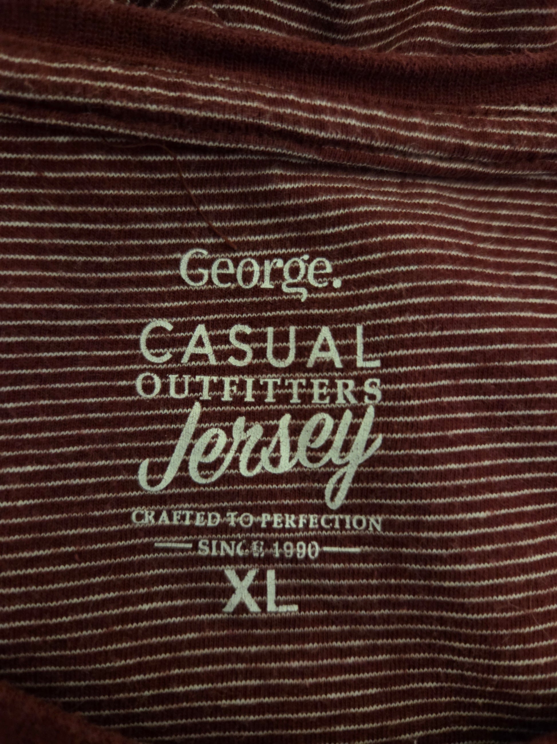 George burgundy striped t-shirt UK XLarge pre- loved clothing size