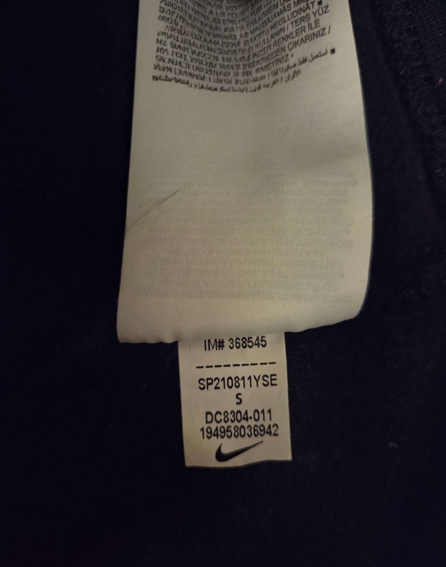 Nike black hoodie size tag UK small second hand clothing