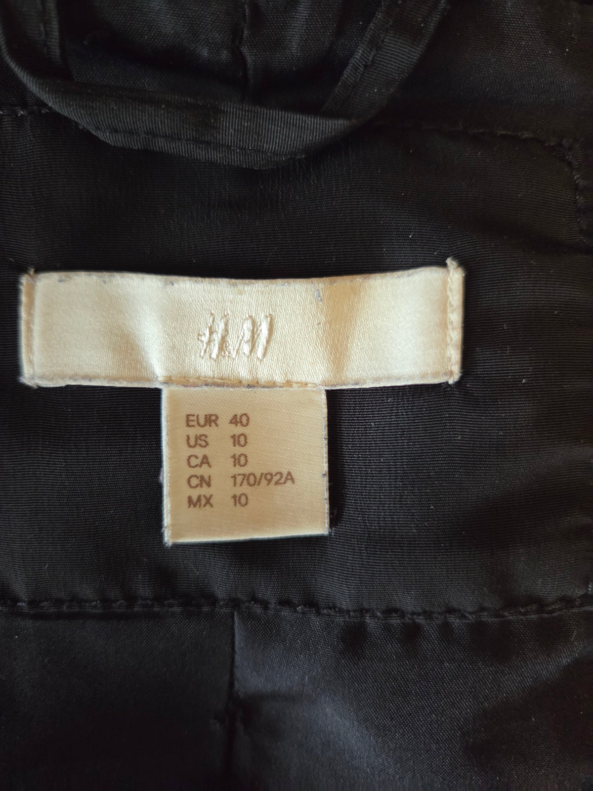 H&M size label