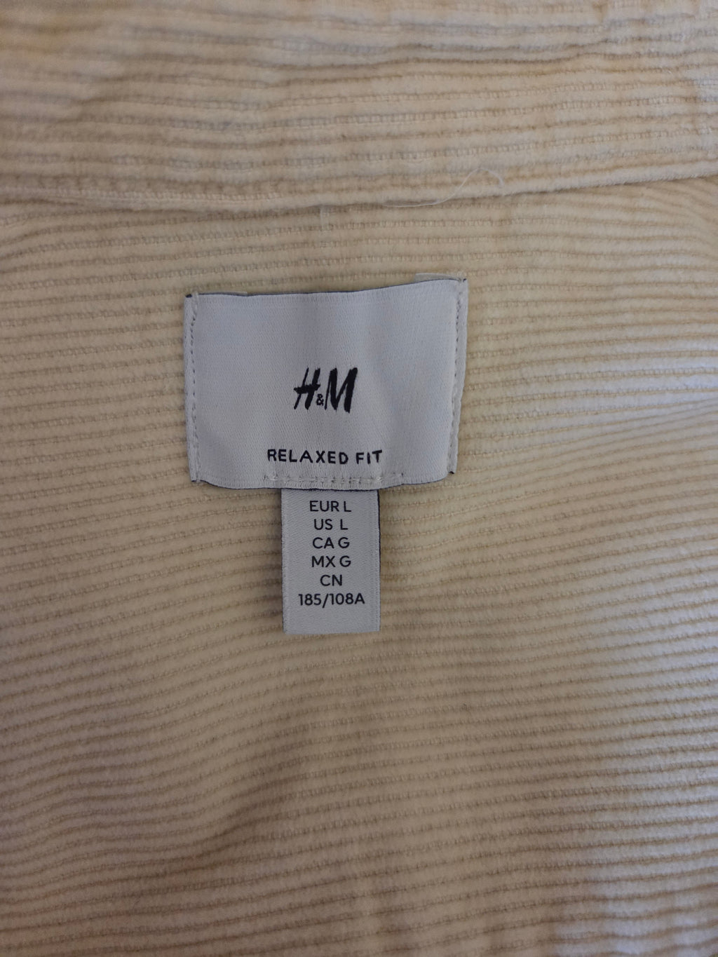 H&M Pale Yellow Heavyweight Corduroy Shacket - Size - UK-Large