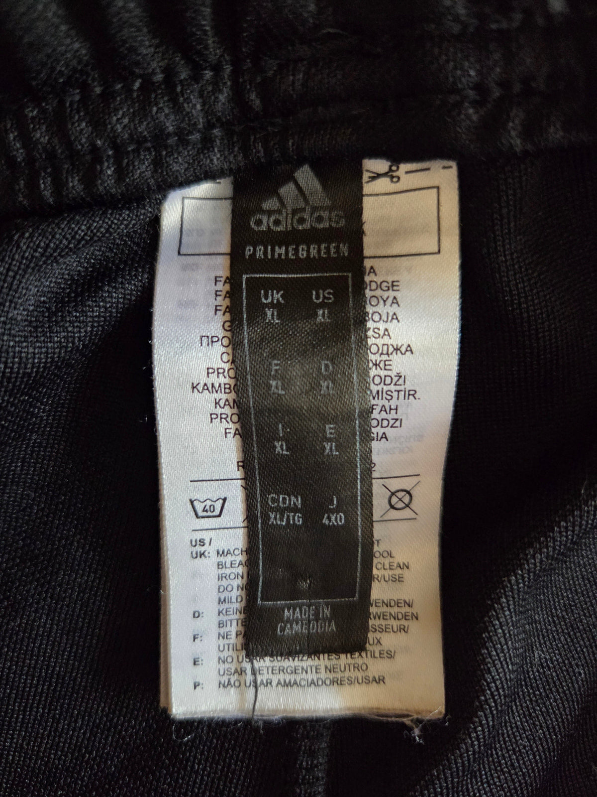 Close-up of an Adidas size tag 