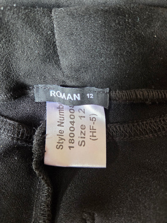 Roman Black Soft Touch Slim Trousers - Size - UK-12