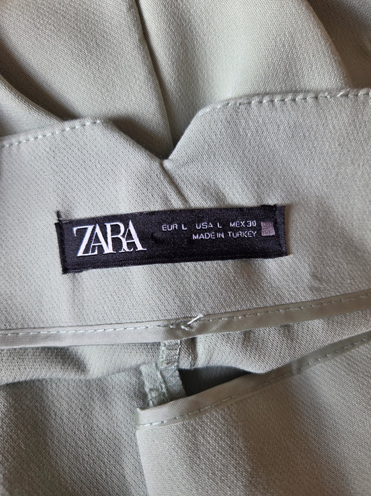 Zara Light Green High Waisted Straight Leg Trousers - Size - Large ( W30"-W31" )