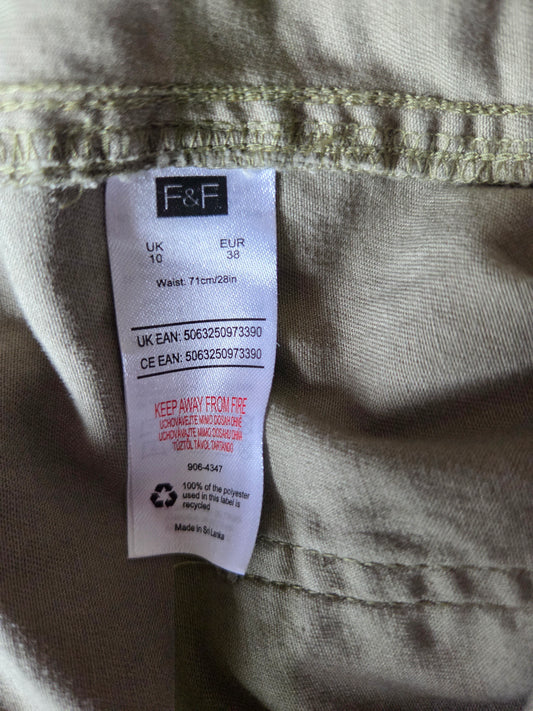 F&F Khaki Straight Leg Smart-Casual Trousers  – Size - UK-10