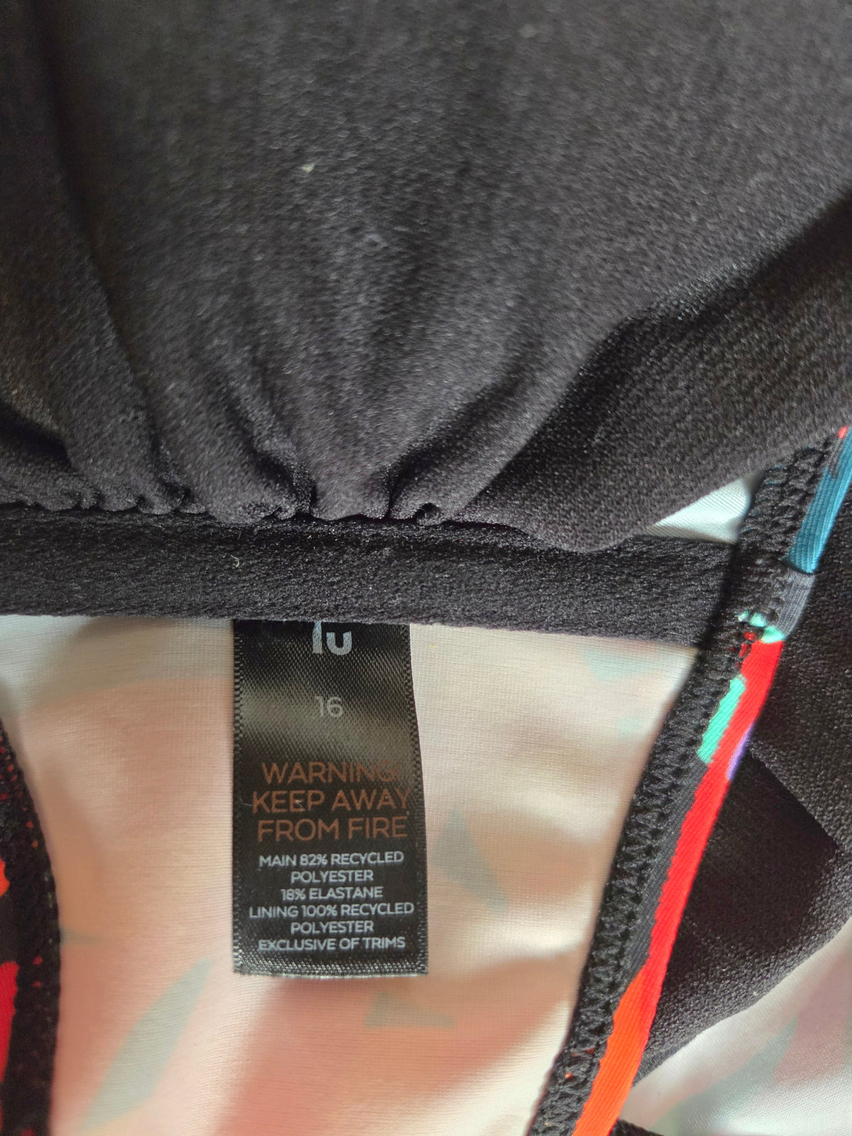 Close-up of a label on a size label