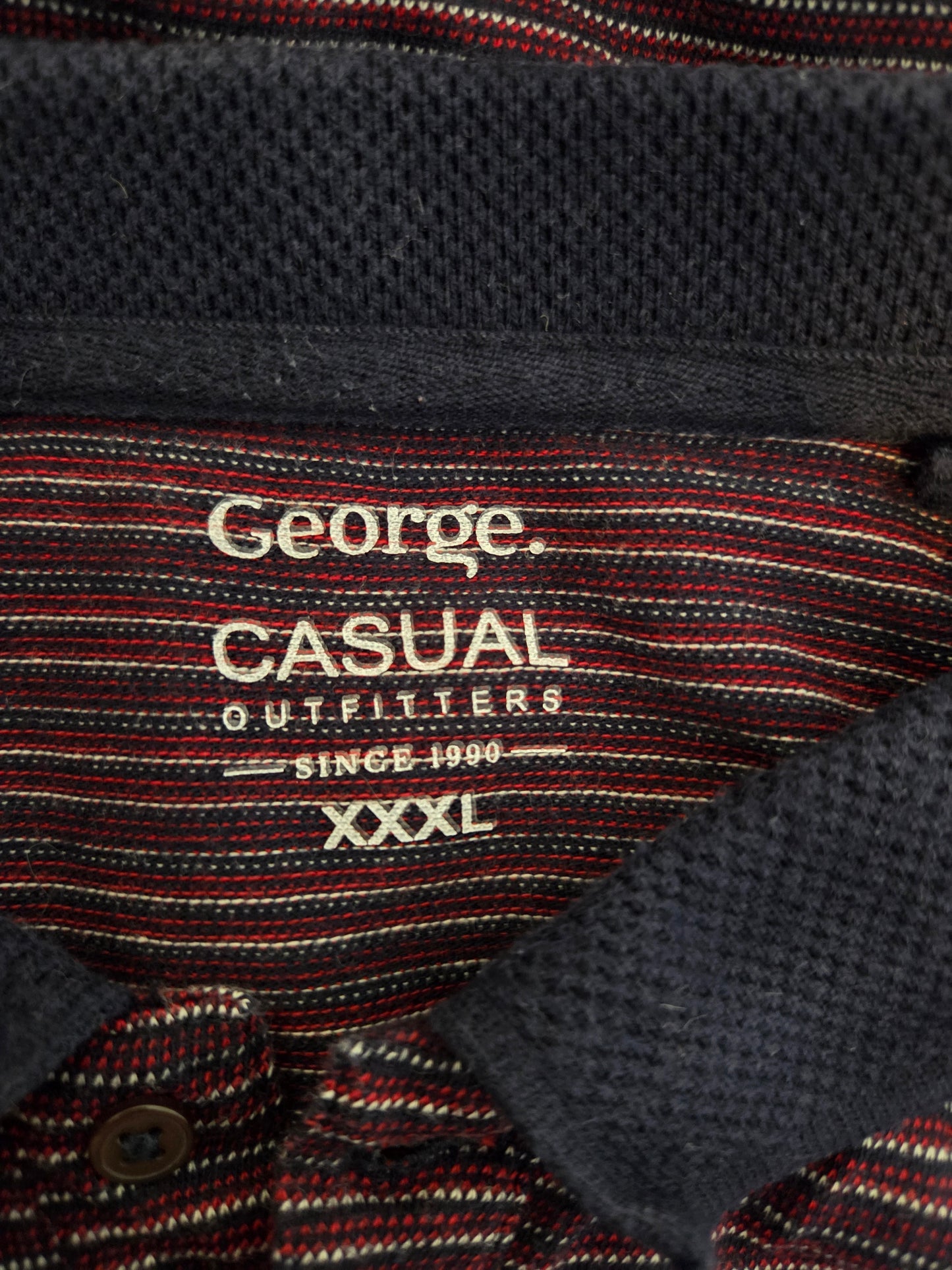 George purple & white striped polo shirt UK size XL pre-loved size label view