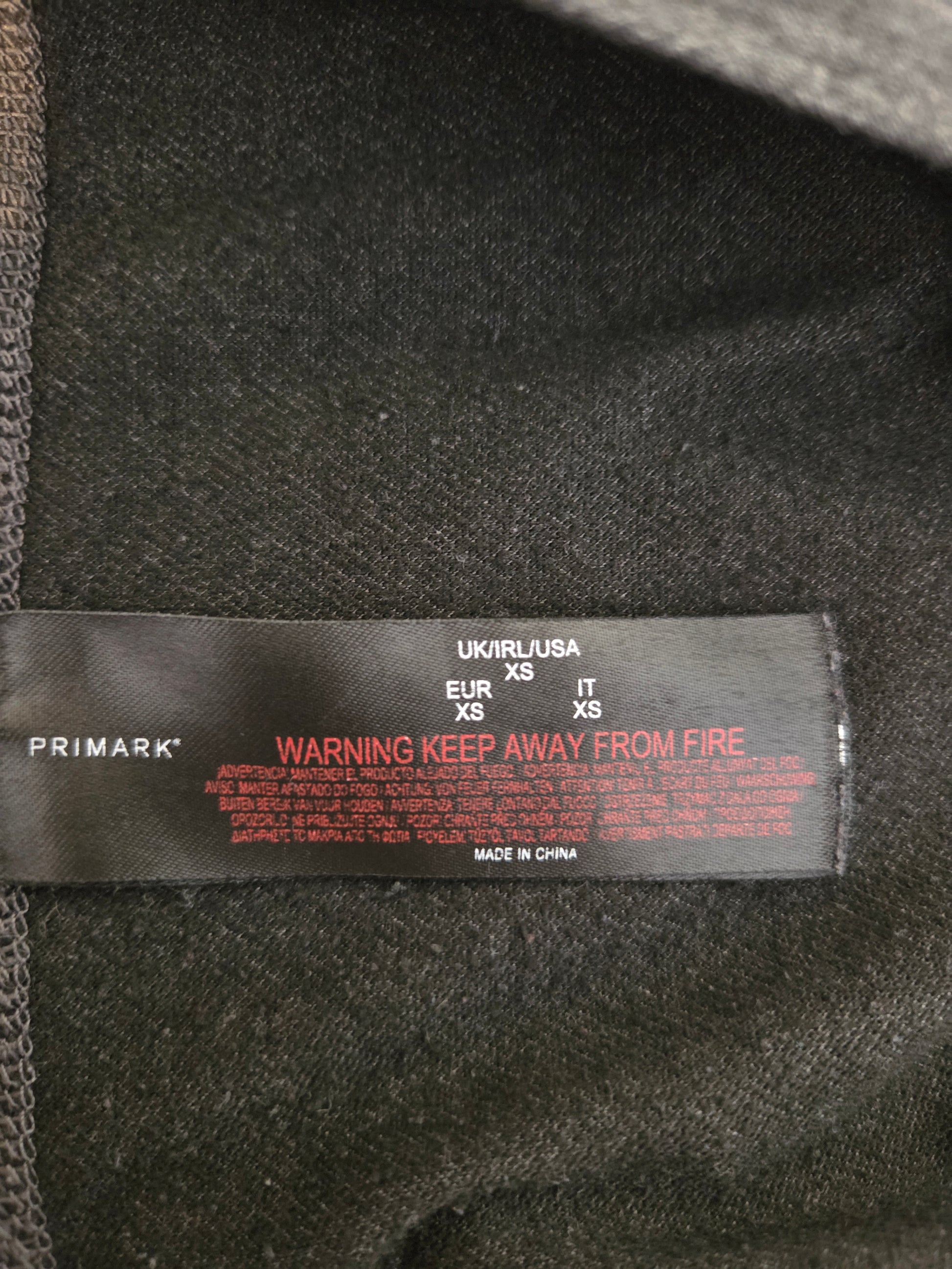 Primark grey long sleeve thermal top UK size XS pre-loved size tag