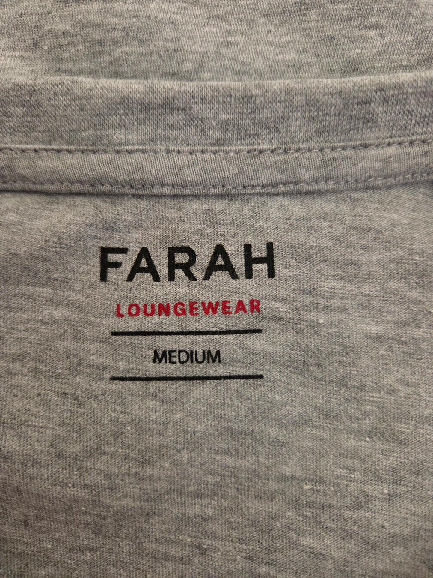 Farah grey lounge t shirt UK small pre-loved clothing size label