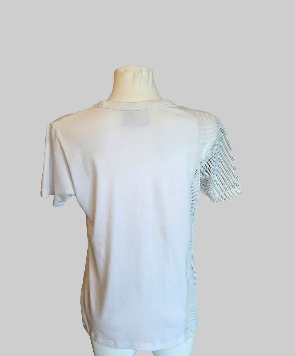 Adidas Originals White Mesh Panel T-Shirt - Size - UK-12