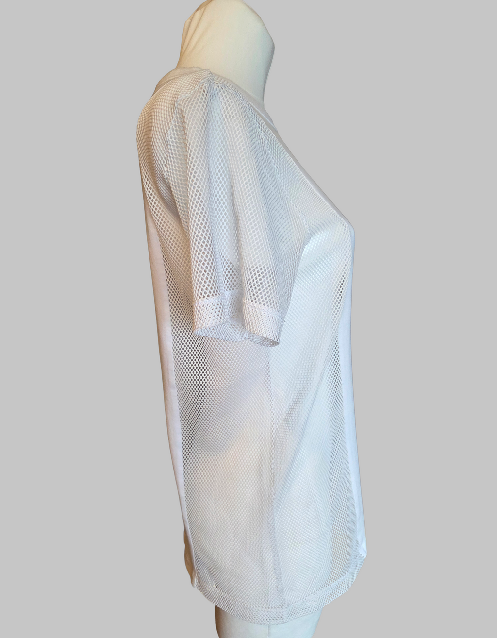 Adidas Originals White Mesh Panel T-Shirt - Size - UK-12