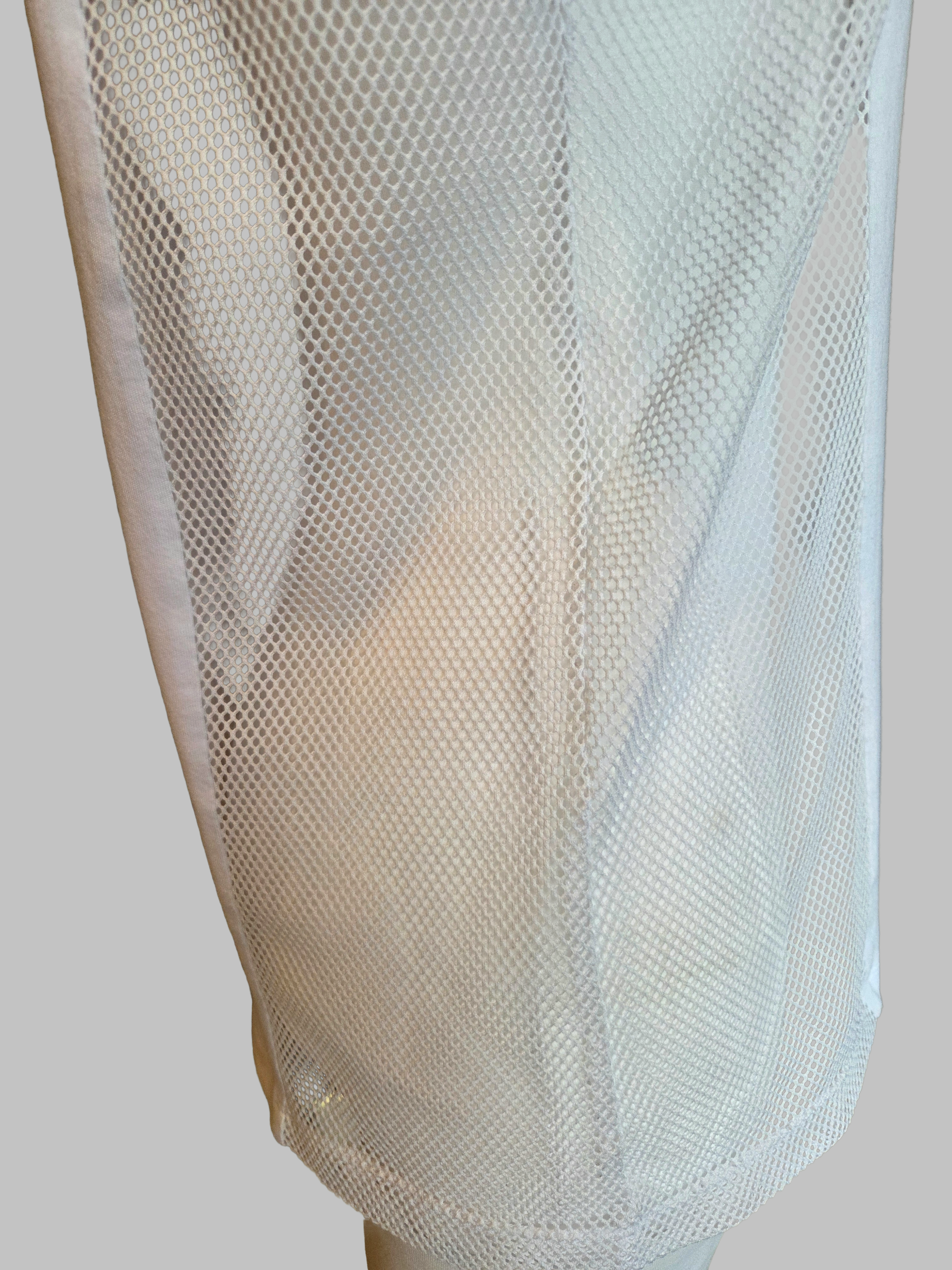 Adidas Originals White Mesh Panel T-Shirt - Size - UK-12