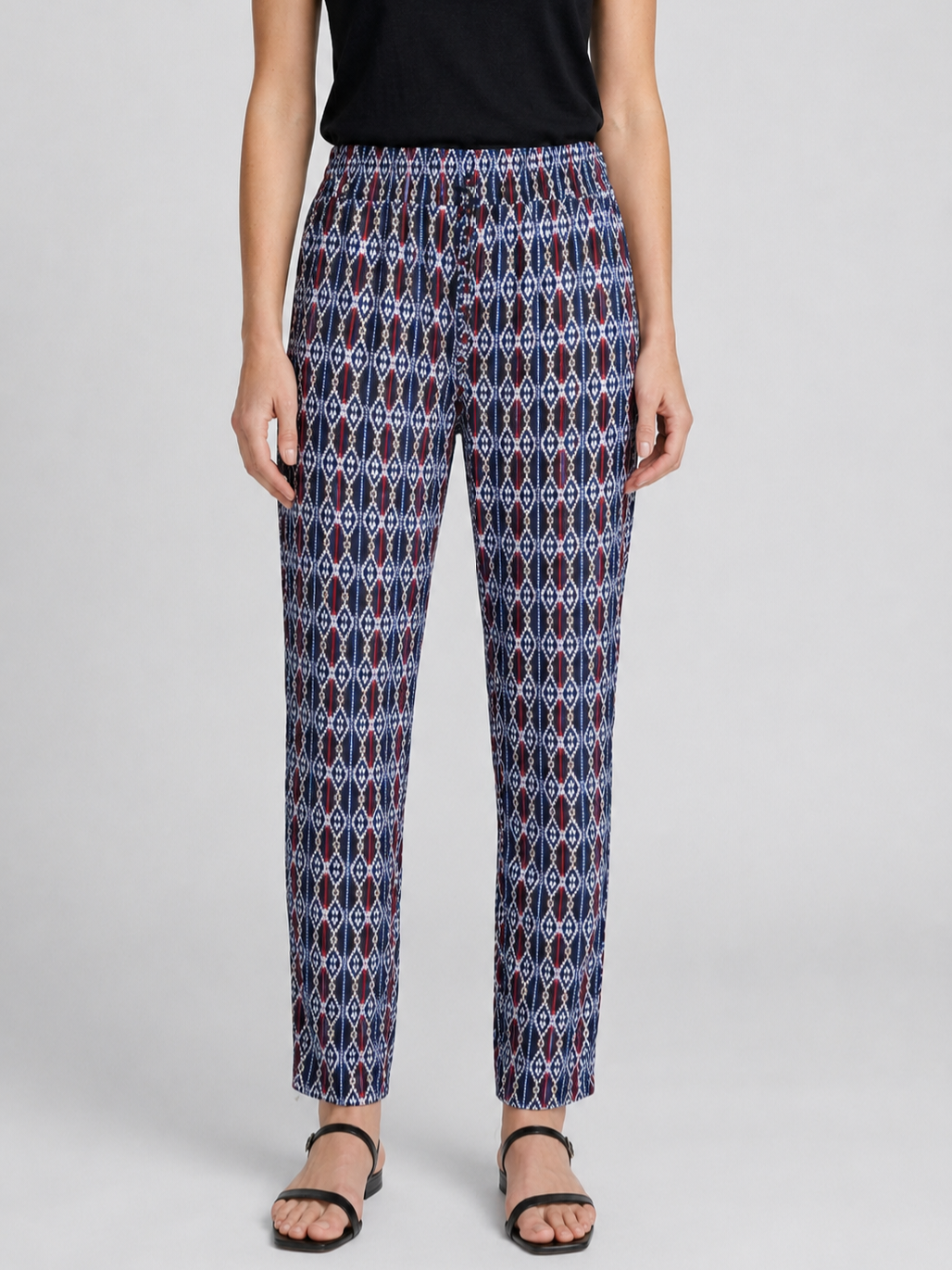 Person wearing patterned trousers
