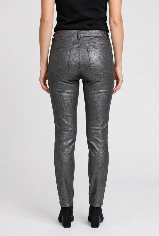 Shein Green/Grey Glitter Coated Stretchy Slim Fit Jeans - Size - UK-XL (14)