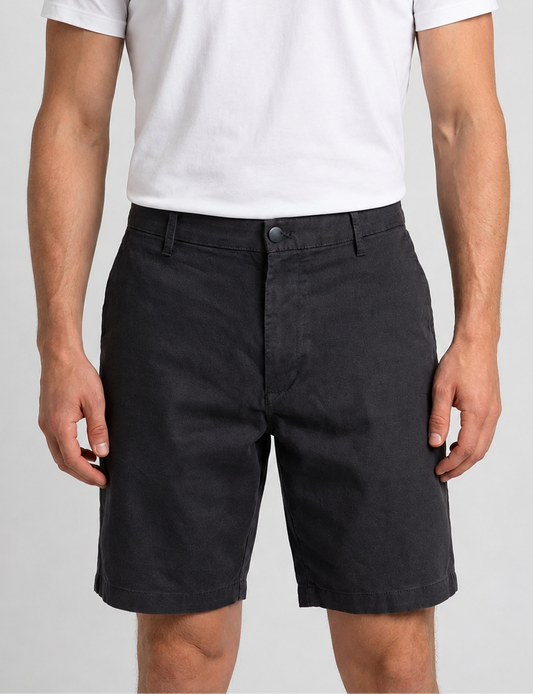 Man wearing grey chino shorts