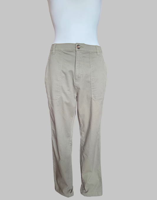 F&F Khaki Straight Leg Smart-Casual Trousers  – Size - UK-10