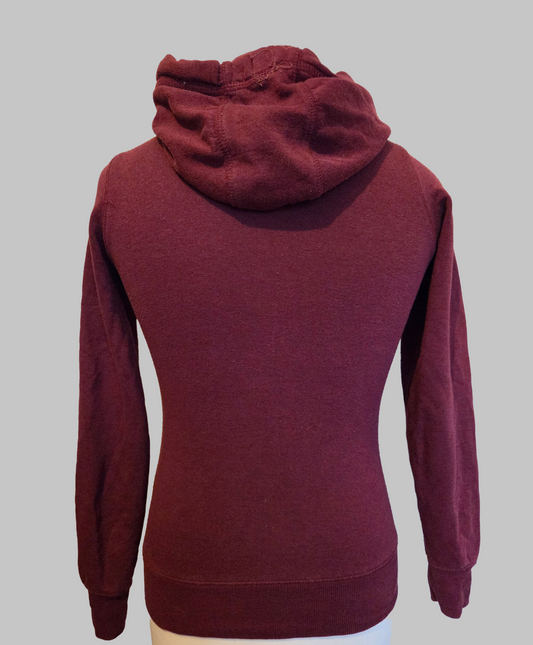 New Look Burgundy Full Zip-Up Hoodie – Size UK-10