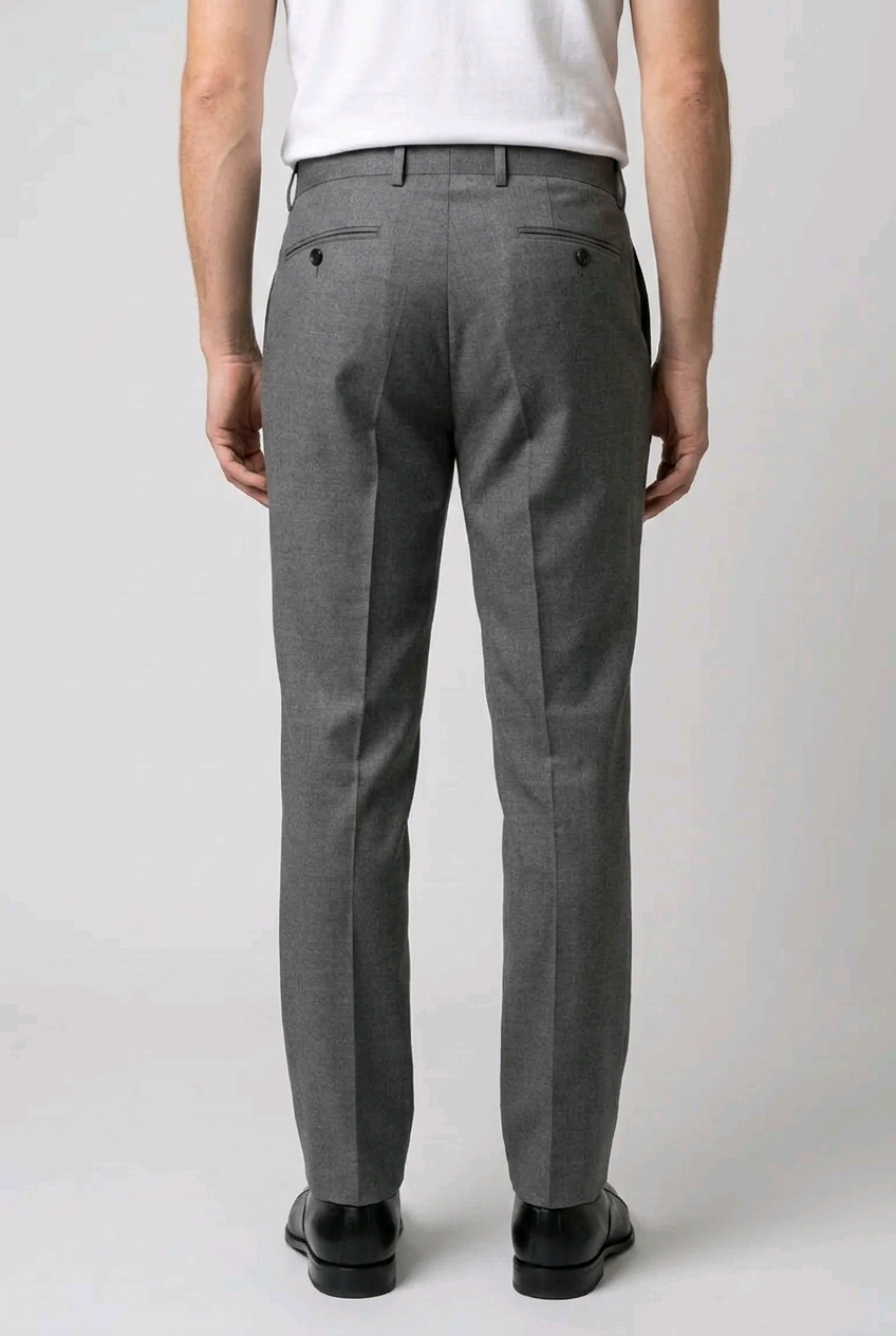 Back view of grey trousers